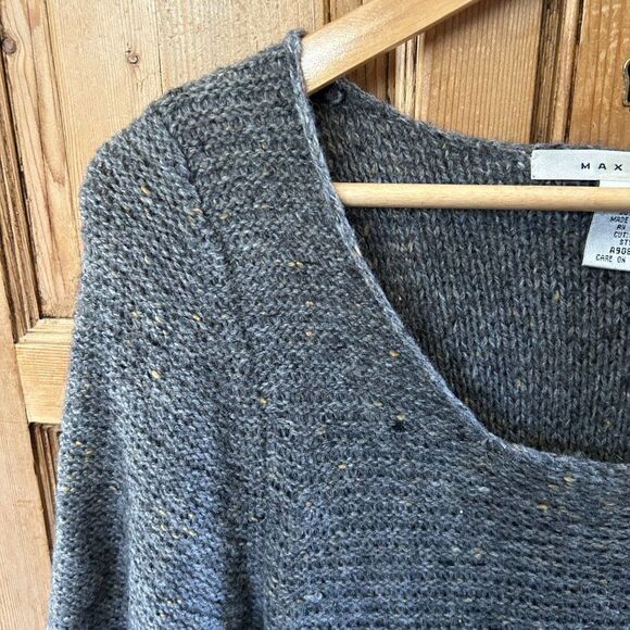 Max Studio Medium Dress Gray Knit Round Neck 3/4 Sleeve Flared Knee Length - Picture 3 of 9